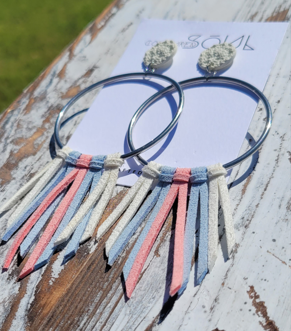 Faux Suede - Sky Blue and Pale Pink (small)