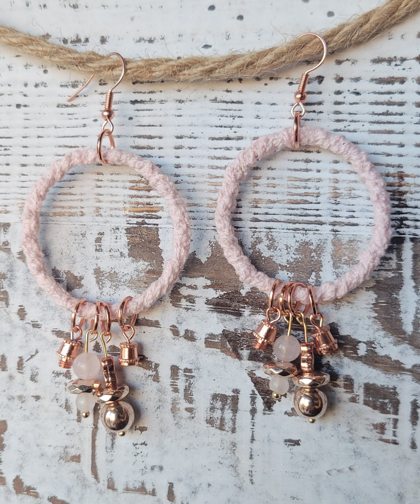 Hoops - Soft Pink w/ Rose Gold Accents (small)