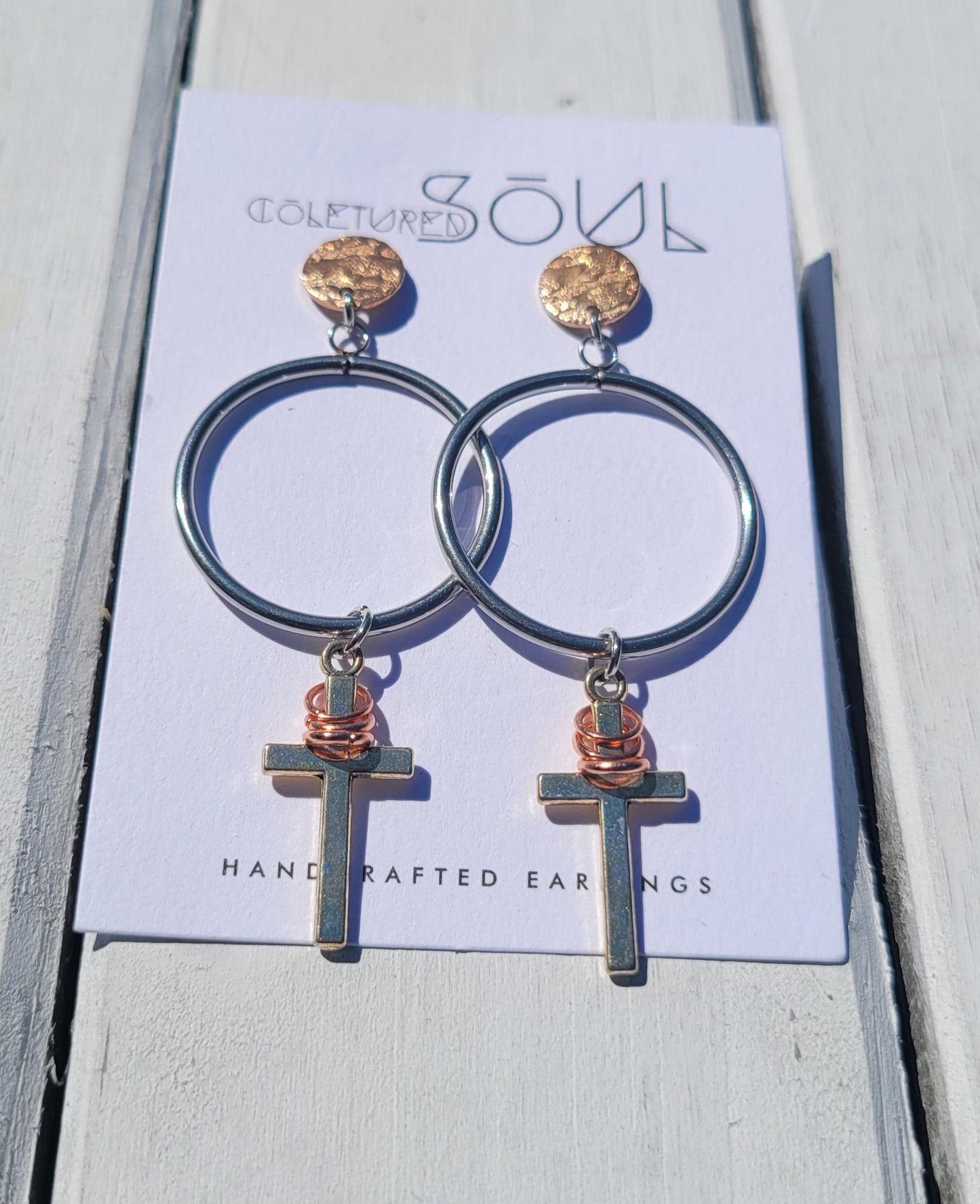 Kingdom Hoops - Silver w/ Rose Gold Accents (small)