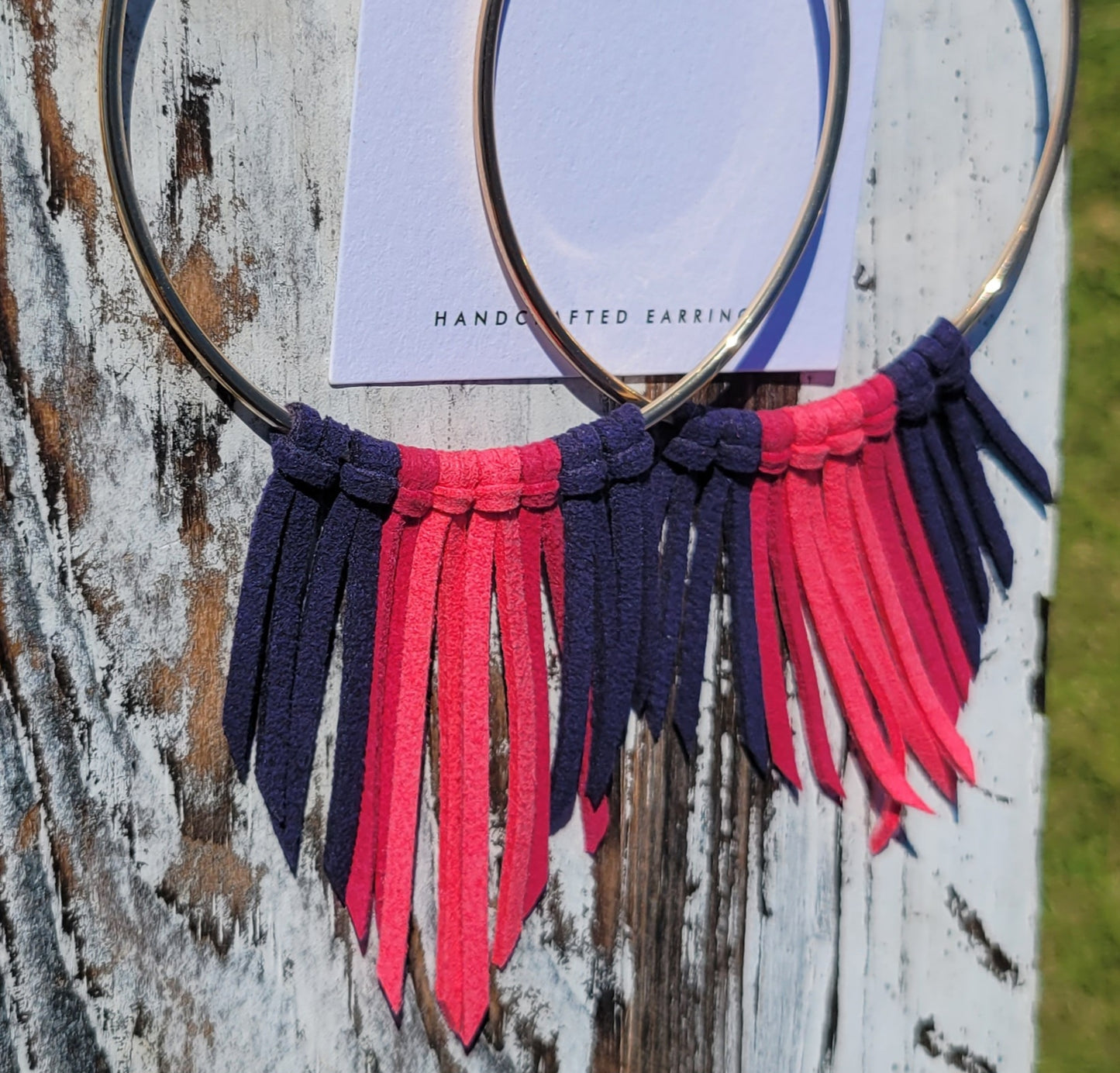 Faux Suede - Navy and Pink (x-large)