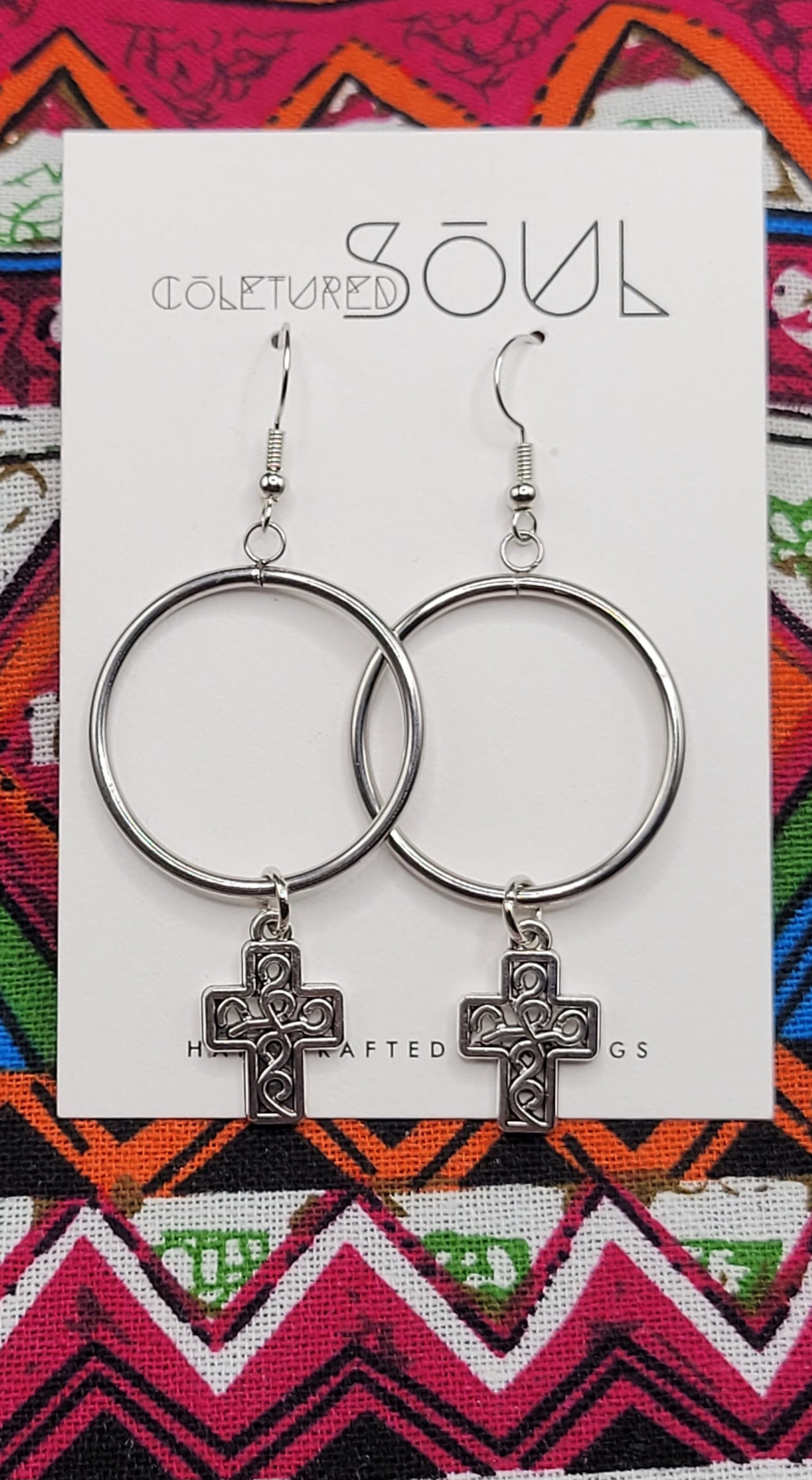 Kingdom Hoops - Silver w/ Textured Cross (small)