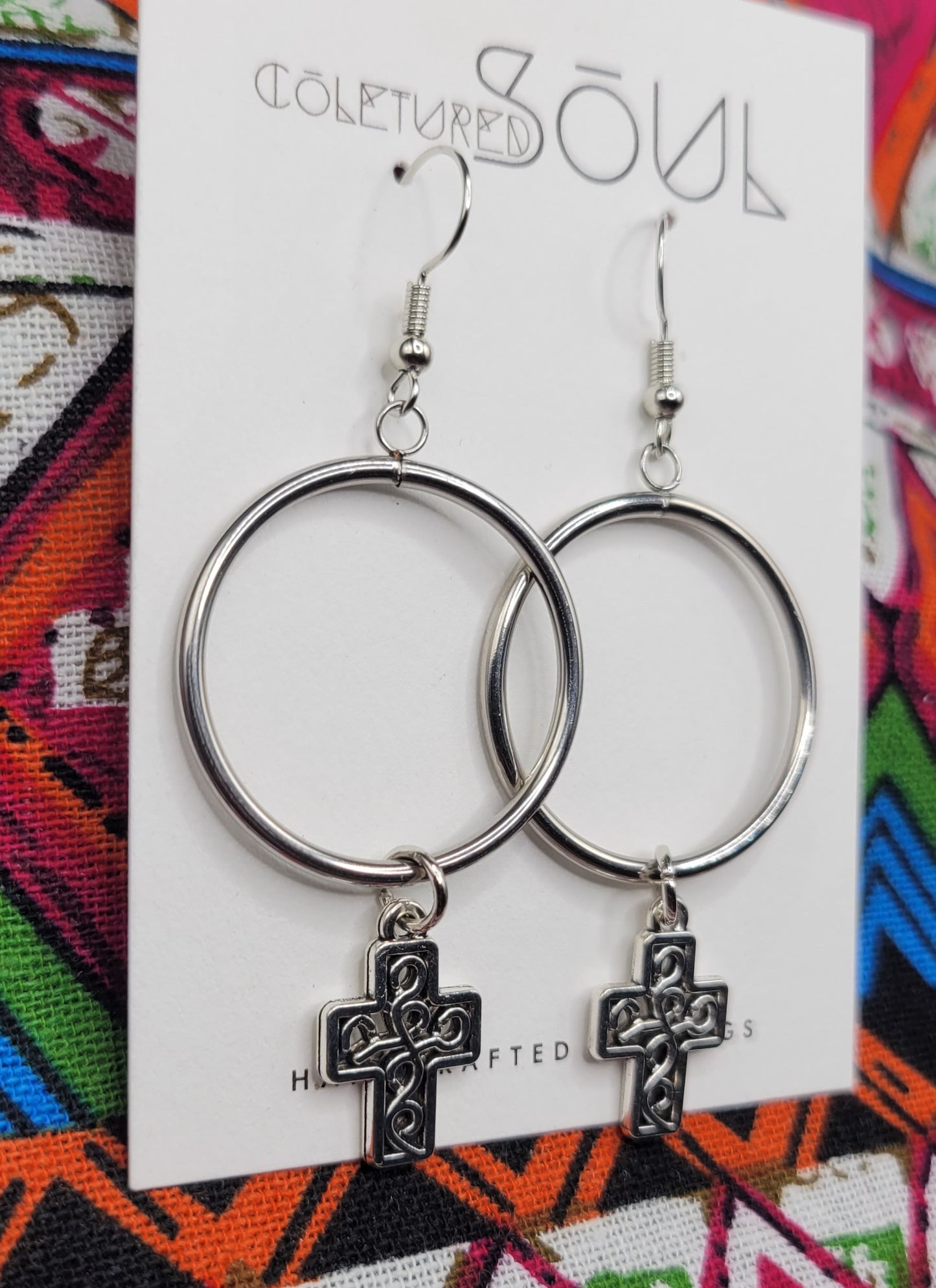 Kingdom Hoops - Silver w/ Textured Cross (small)