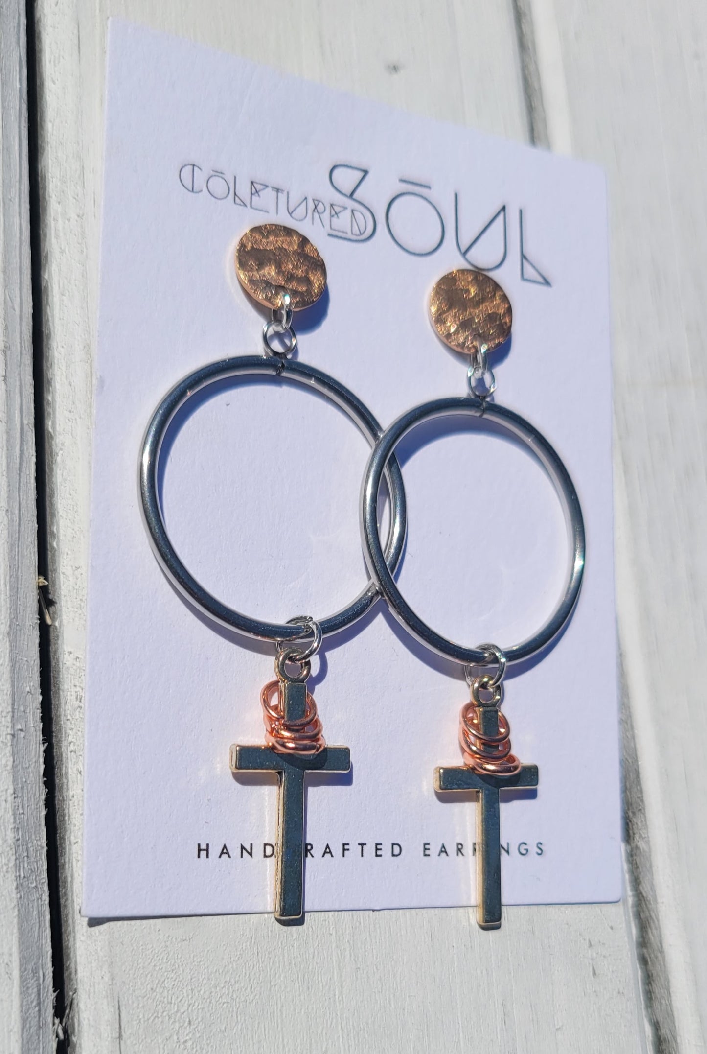 Kingdom Hoops - Silver w/ Rose Gold Accents (small)