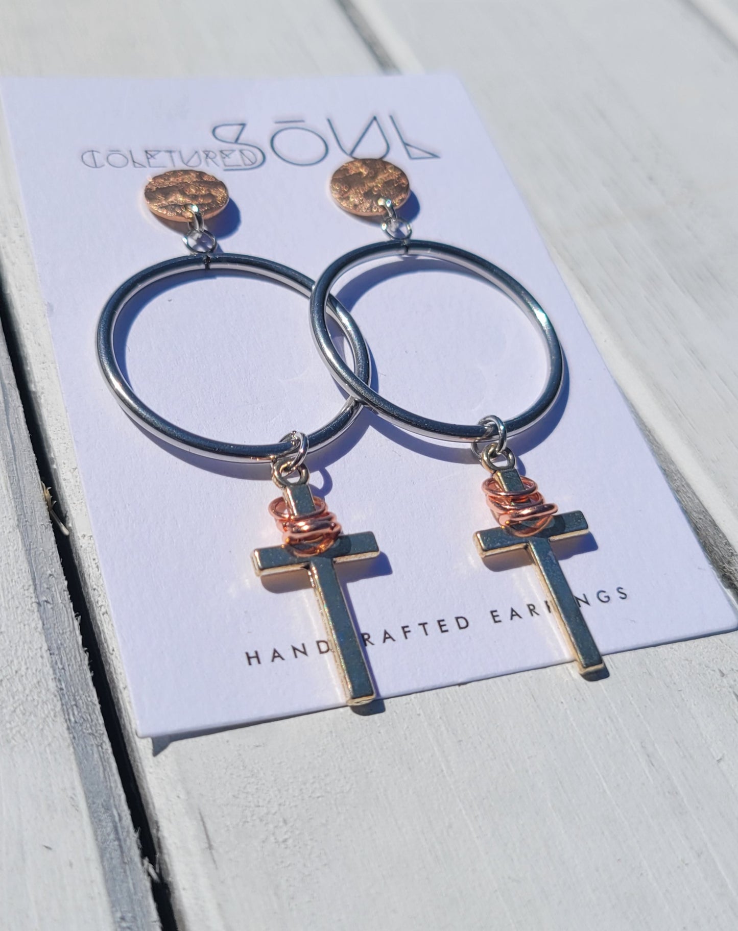 Kingdom Hoops - Silver w/ Rose Gold Accents (small)