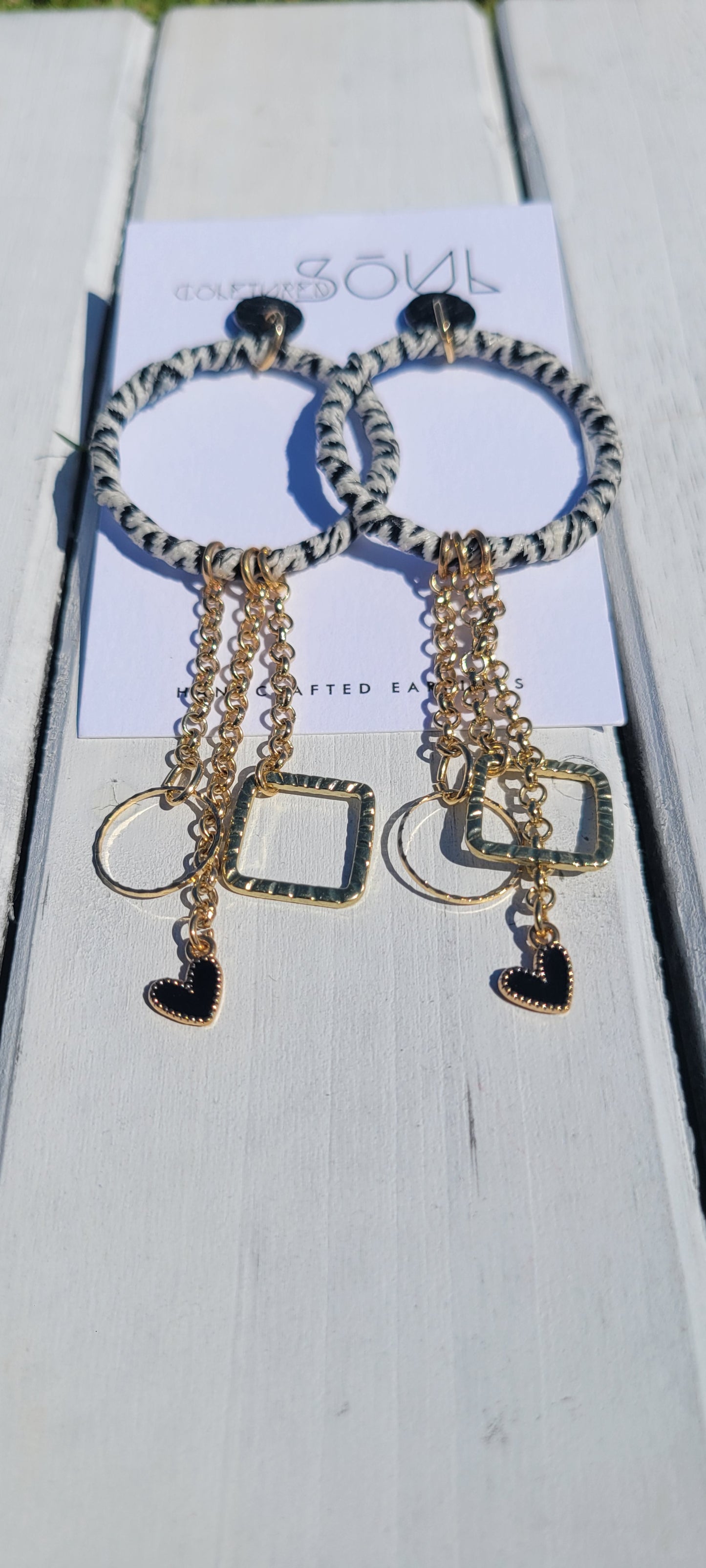 Hoops - B&W Geo Dangles (small)