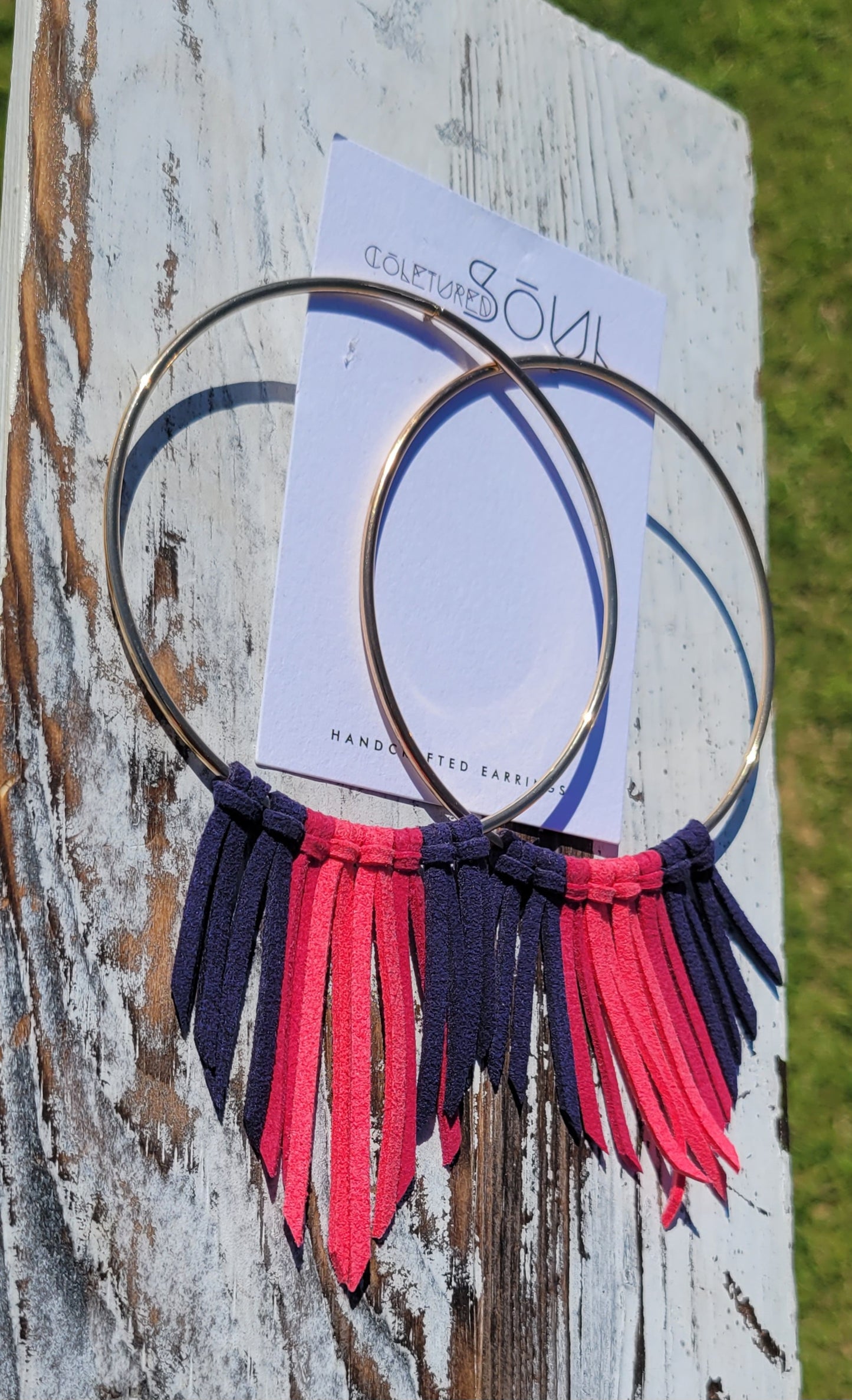 Faux Suede - Navy and Pink (x-large)
