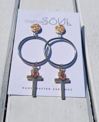 Kingdom Hoops - Silver w/ Rose Gold Accents (small)