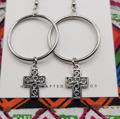 Kingdom Hoops - Silver w/ Textured Cross (small)