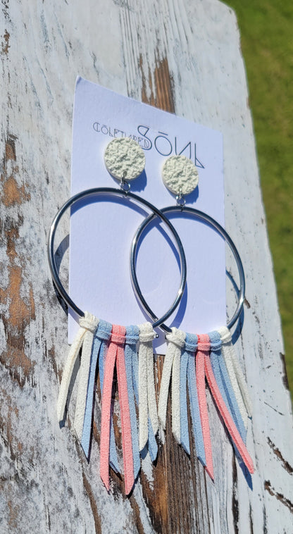 Faux Suede - Sky Blue and Pale Pink (small)